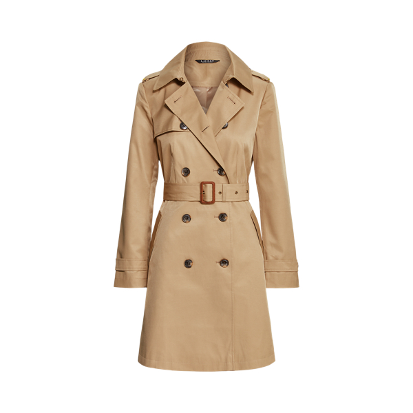 Double Breasted Cotton Blend Trench Coat