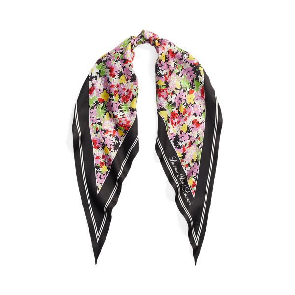 Ava Floral Silk Twill Diamond Scarf