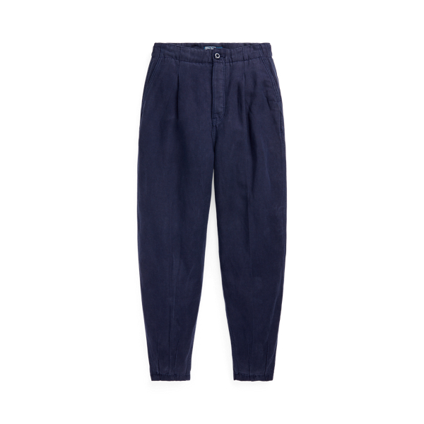 Pleated Linen-Blend Twill Trouser