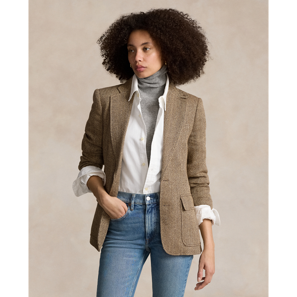 Herringbone Linen-Blend Blazer