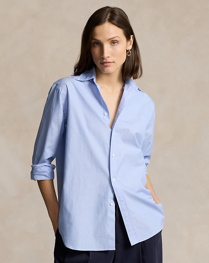 Oversize Fit Cotton Poplin Shirt Polo Ralph Lauren 1