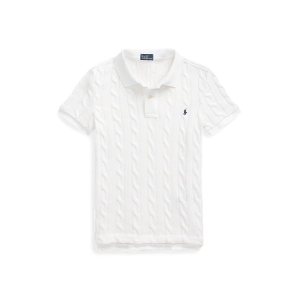Slim Fit Cable-Knit Polo Shirt