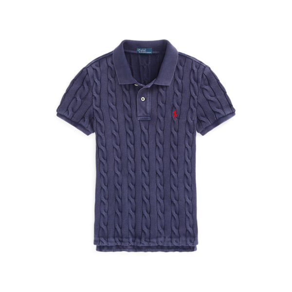 Slim Fit Cable-Knit Polo Shirt