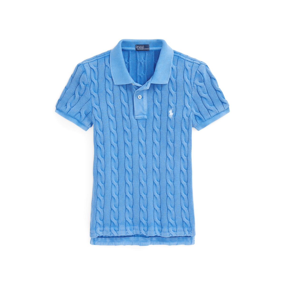 Slim Fit Cable-Knit Polo Shirt