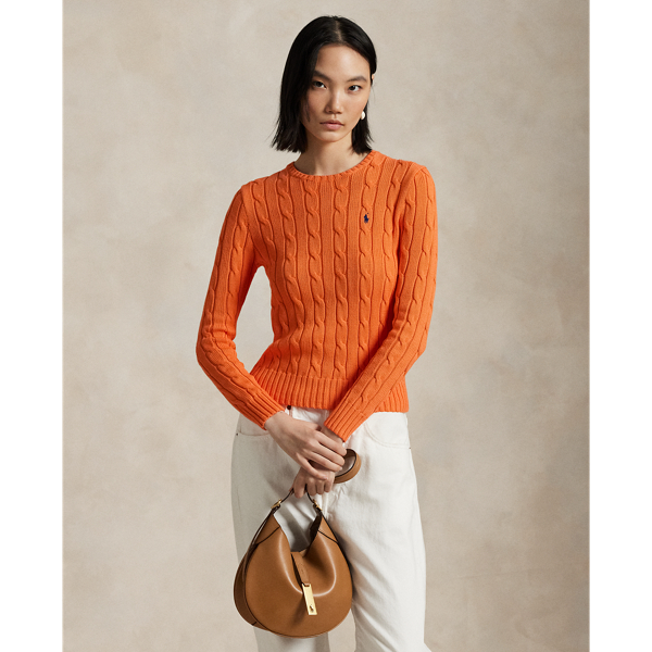 Cable-Knit Cotton Crewneck Sweater