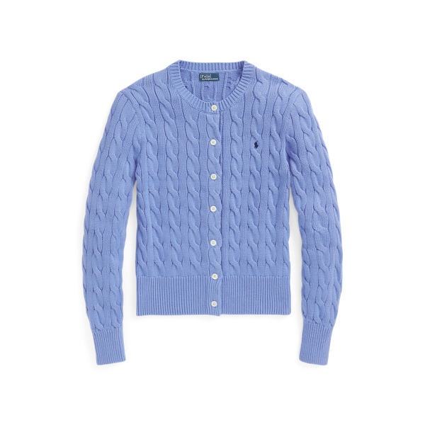 Cable-Knit Cotton Crewneck Cardigan