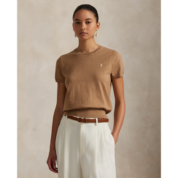 Cotton-Blend Short-Sleeve Jumper