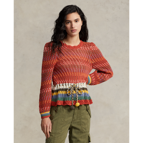 Pointelle Cotton Peplum Sweater | Ralph Lauren