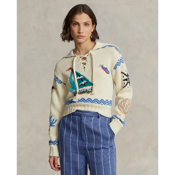 Cream Multi NauticalMotif CottonBlend Sweater Polo Ralph Lauren 1