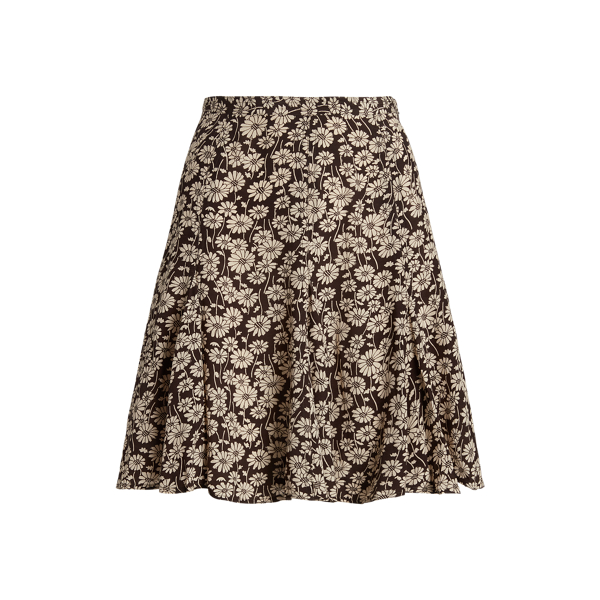 Floral Crepe Godet Mini Skirt