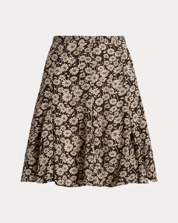 Floral Crepe Godet Mini Skirt