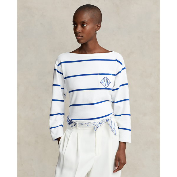 Monogram Logo Striped Jersey T-Shirt Polo Ralph Lauren 1