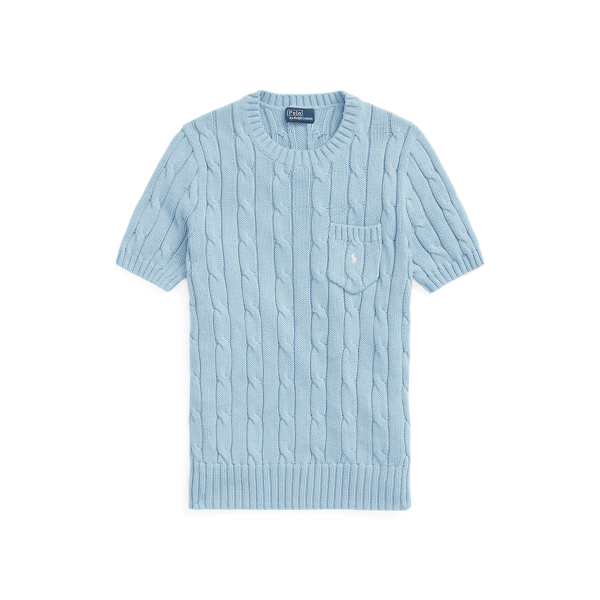 Cable-Knit Cotton Short-Sleeve Jumper