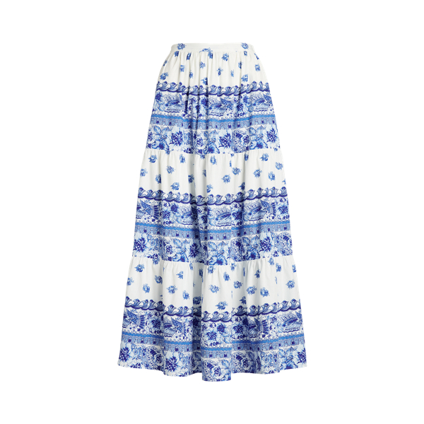 Floral Cotton Voile Tiered Skirt