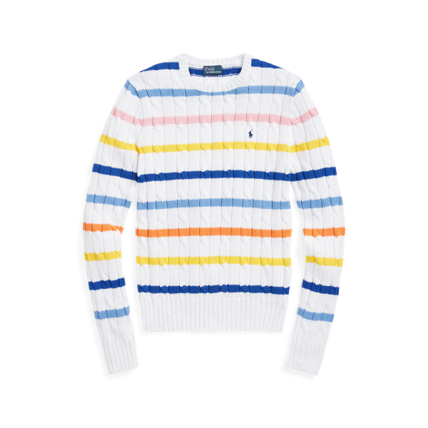 Striped Cable-Knit Cotton Jumper