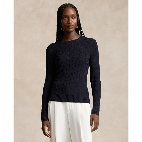 Ralph Lauren cable knit cotton sweater, size L cotton Khaki type Vintage Second Hand