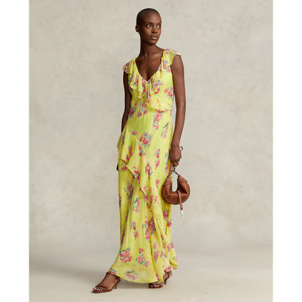 Floral georgette dress ralph lauren sale