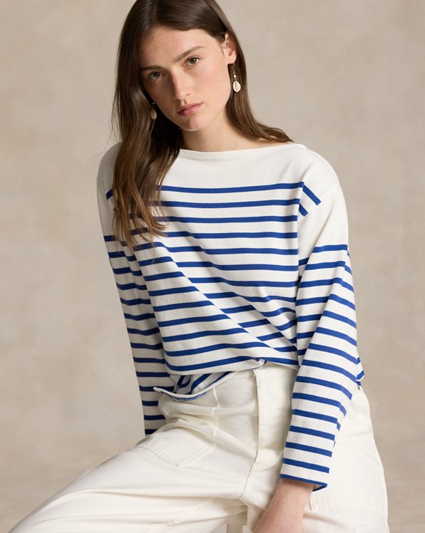 Striped Boatneck Jersey Tee