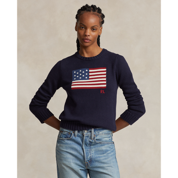 Flag Cotton Crewneck Sweater