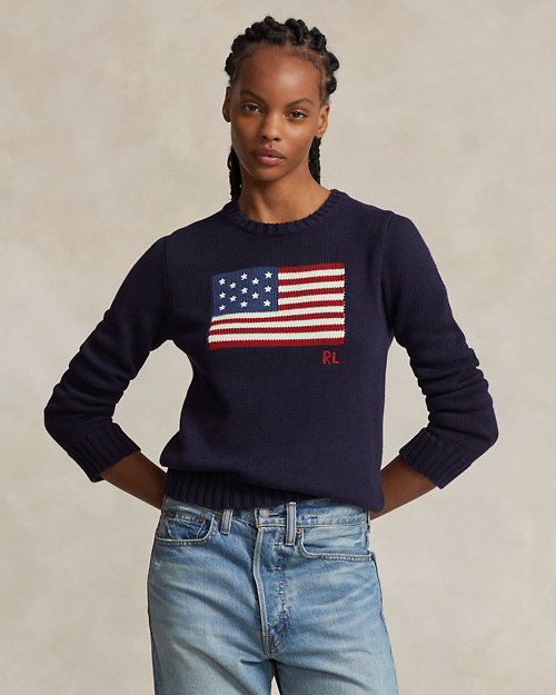 Flag Cotton Crewneck Sweater