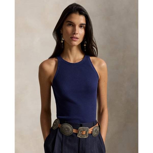Ralph Lauren Women's Collection Purple Label Rayon Knit Tank Top – Black, Size Medium