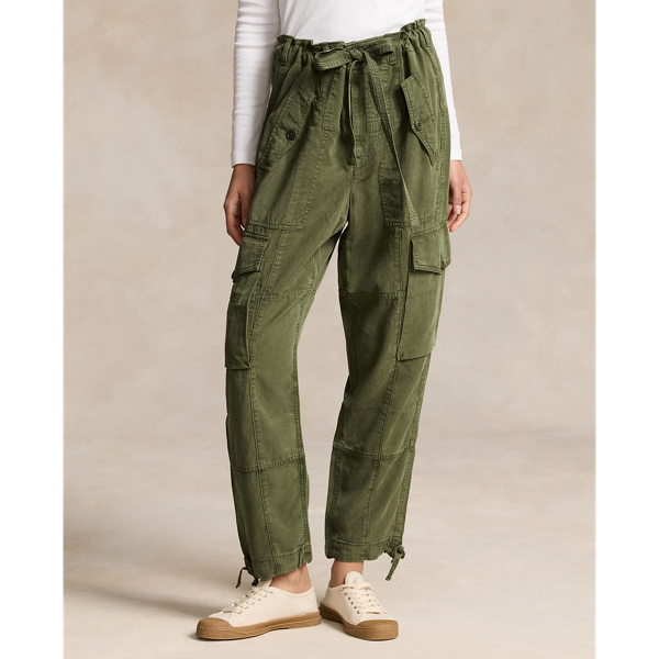 Linen-Blend Twill Cargo Pant