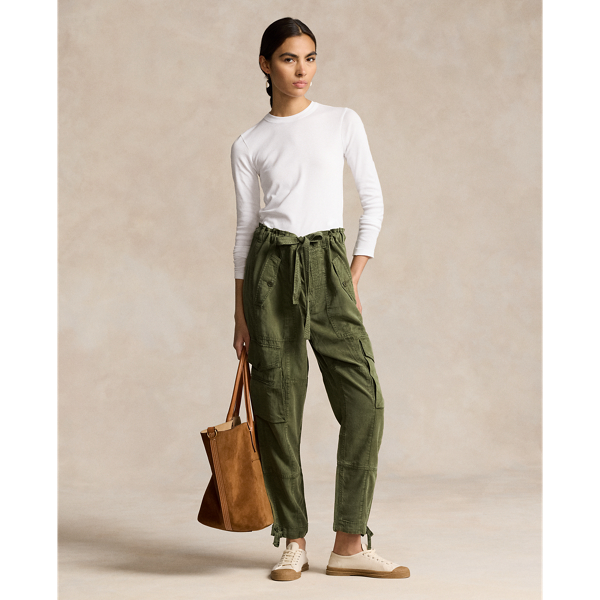 Linen-Blend Twill Cargo Trouser