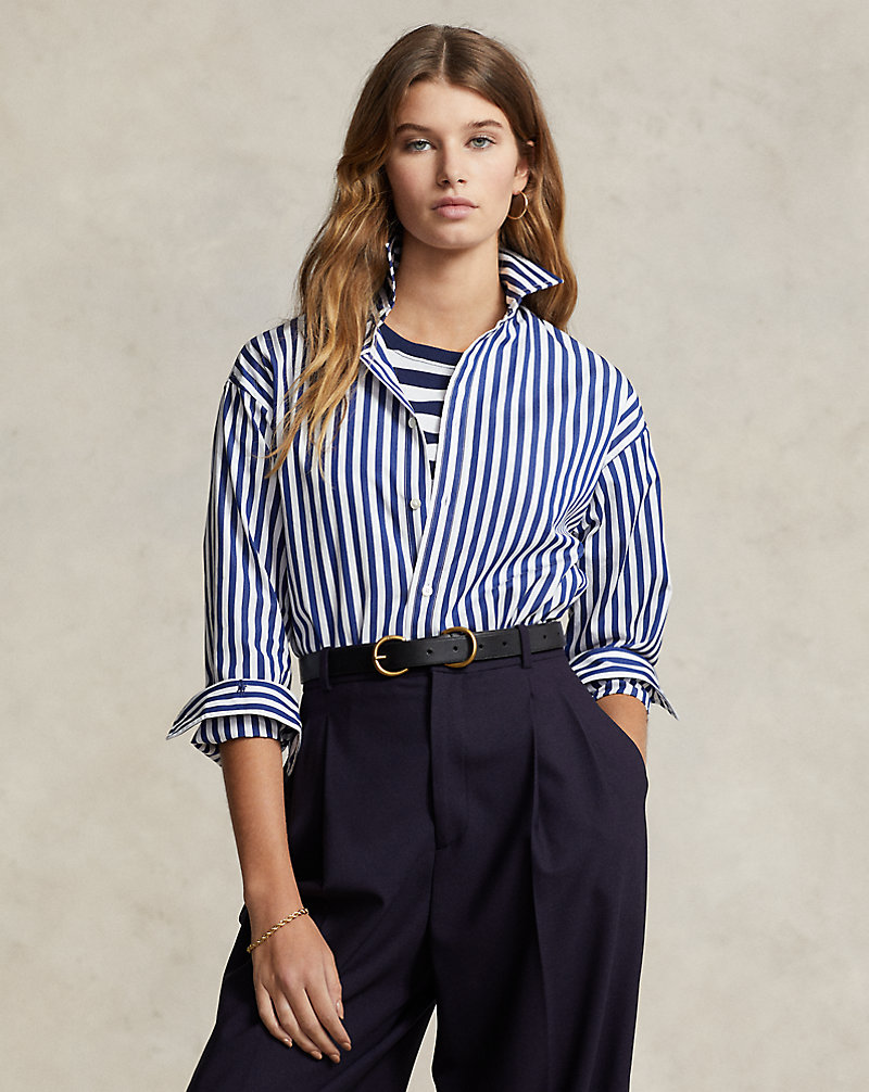 Relaxed Fit Contrast-Stripe Cotton Shirt Polo Ralph Lauren 1