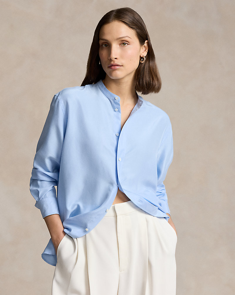 Oversize Fit Silk Shirt Polo Ralph Lauren 1