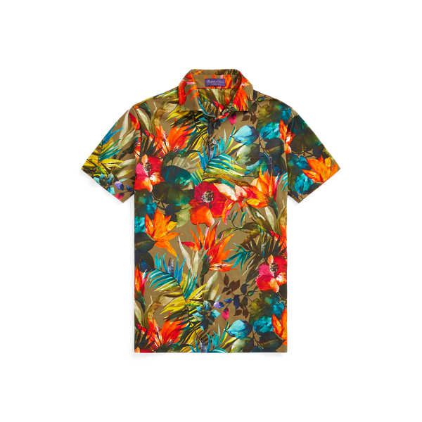 Custom Slim Floral Jersey Polo Shirt