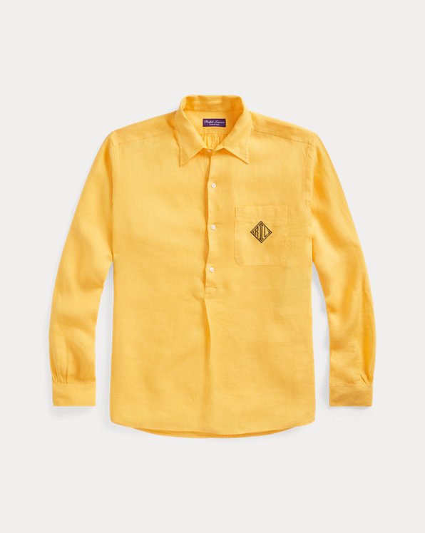Linen Monogram Popover Shirt