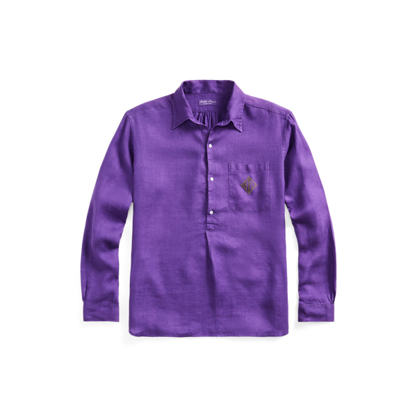 Linen Monogram Popover Shirt