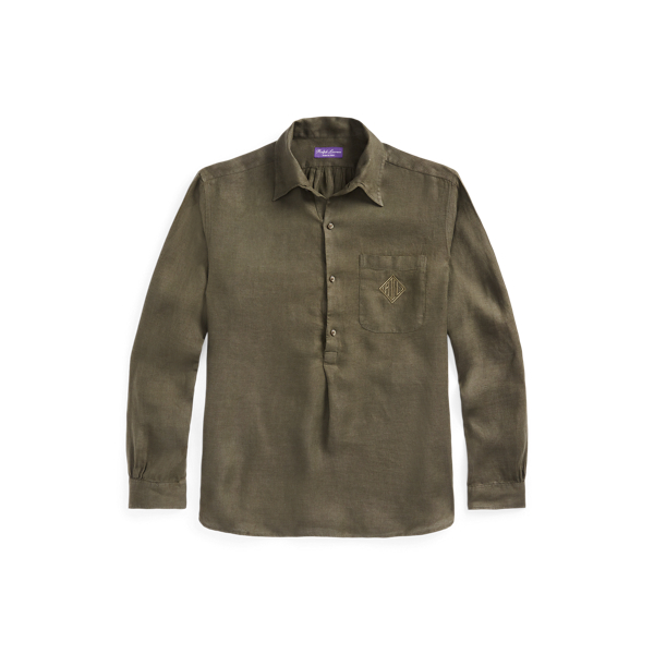 Linen Monogram Popover Shirt