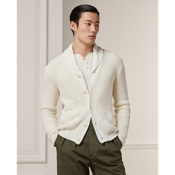 Purple Label Silk-Linen Shawl Cardigan 1