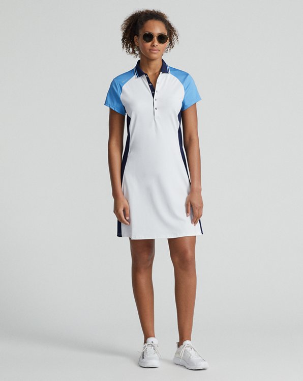 Colour-Blocked Stretch Jersey Polo Dress