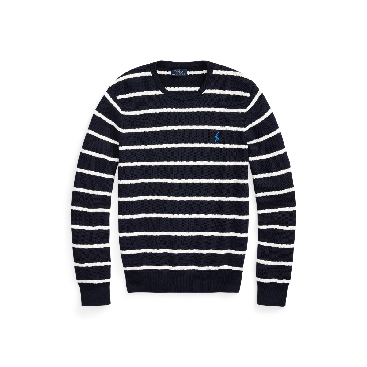 Striped Mesh Knit Cotton Sweater Ralph Lauren