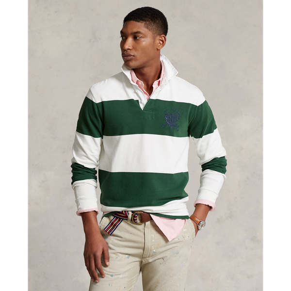 Classic Fit Crest Striped Rugby Shirt