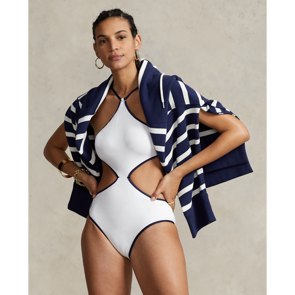 Two-Tone High-Neck One-Piece