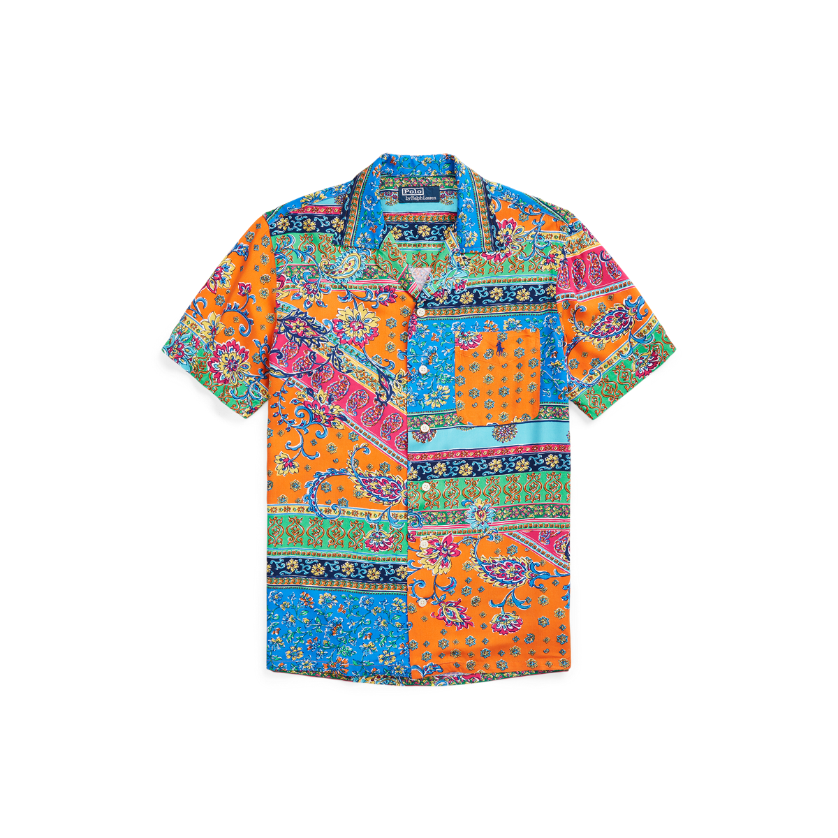 Men Patchwork Print Button Front Shirt in 2023