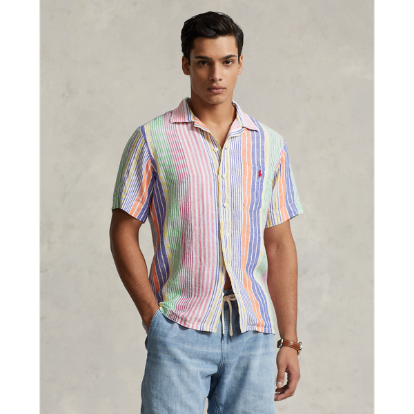 Classic Fit Striped Linen Camp Shirt Polo Ralph Lauren 1