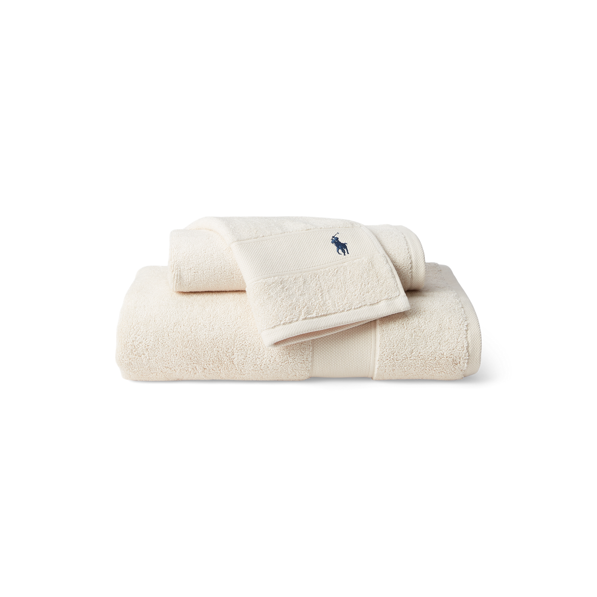 Ralph Lauren Polo Player Cotton Bath Towel - White Sands