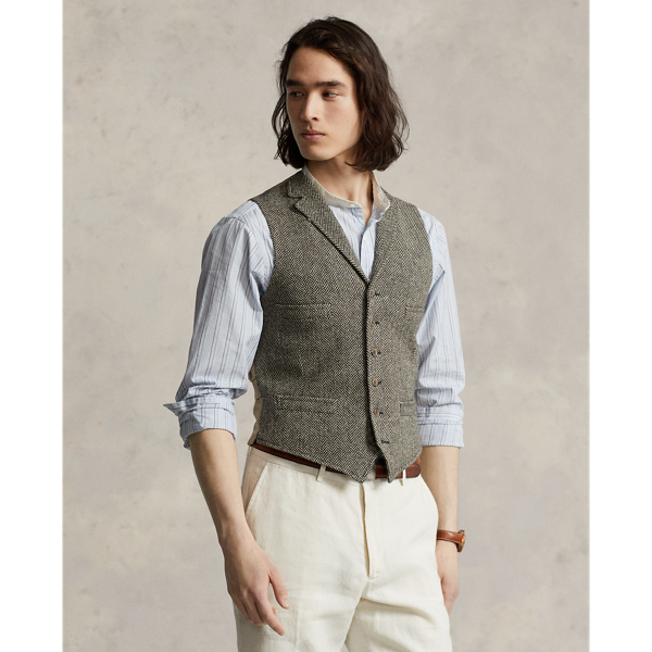 Wool Herringbone Tweed Waistcoat