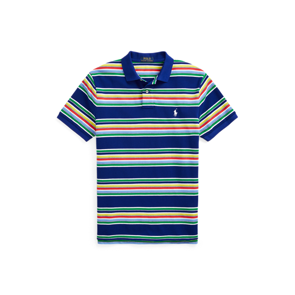 Custom Slim Fit Striped Mesh Polo Shirt
