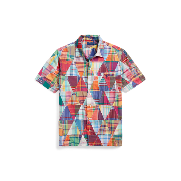 Classic Fit Patchwork Madras Camp Shirt