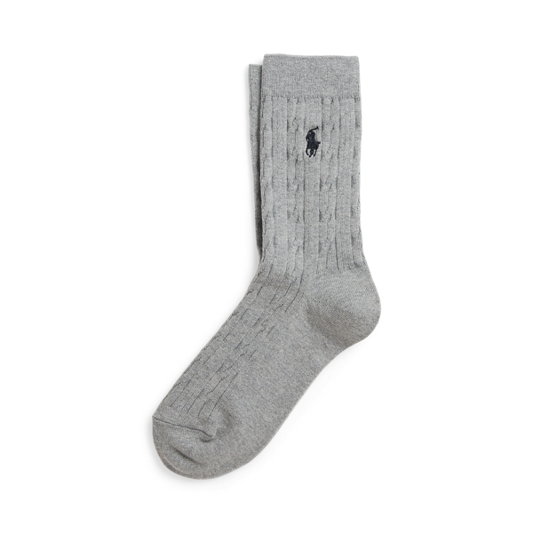 Cable-Knit Cotton-Blend Crew Socks