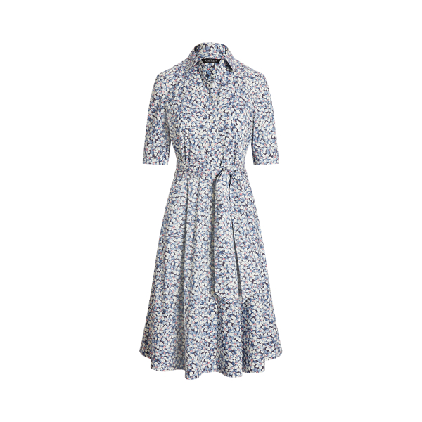 Floral Belted Cotton-Blend Shirtdress
