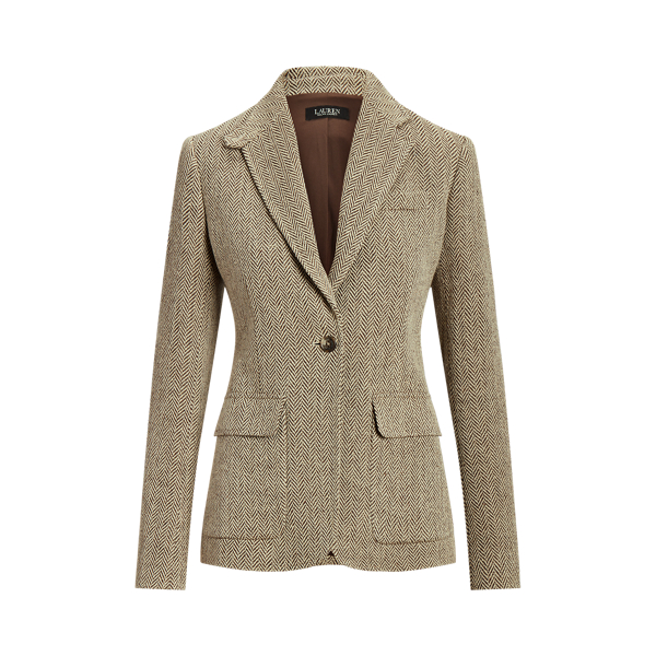 Linen-Blend Herringbone Blazer