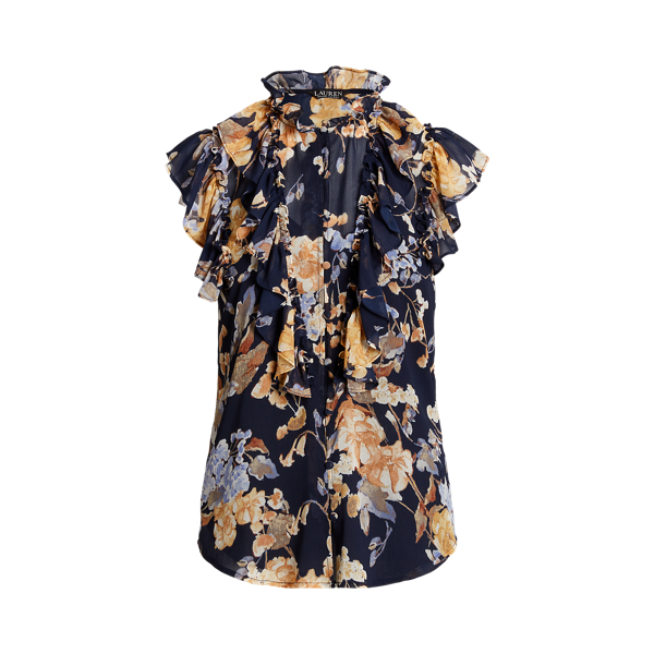 Floral Georgette Sleeveless Shirt