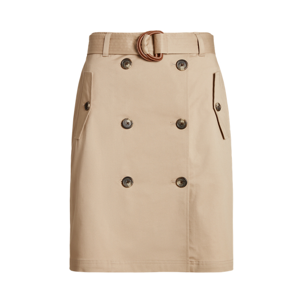 Belted Micro-Sanded Twill Skirt