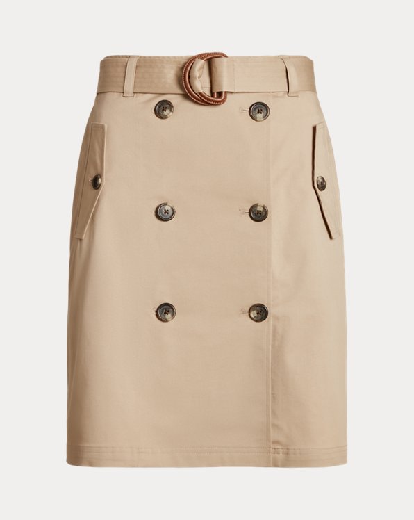 Belted Micro-Sanded Twill Skirt
